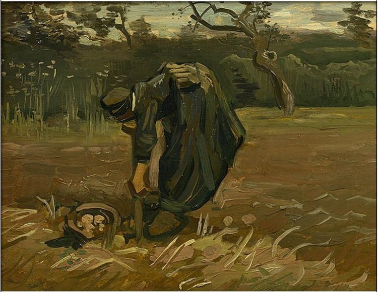 Peasant Woman Digging Up Potatoes